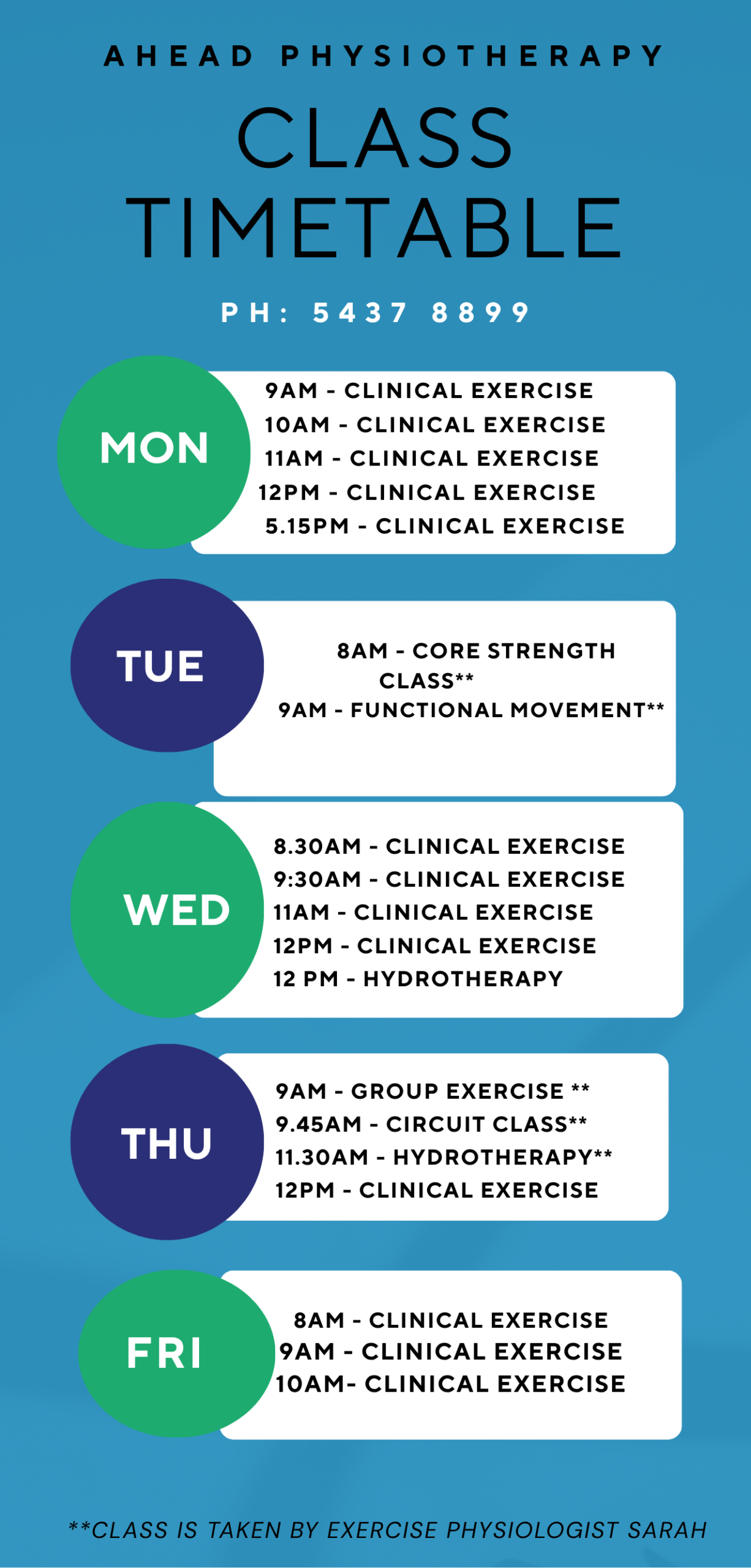 Class timetable